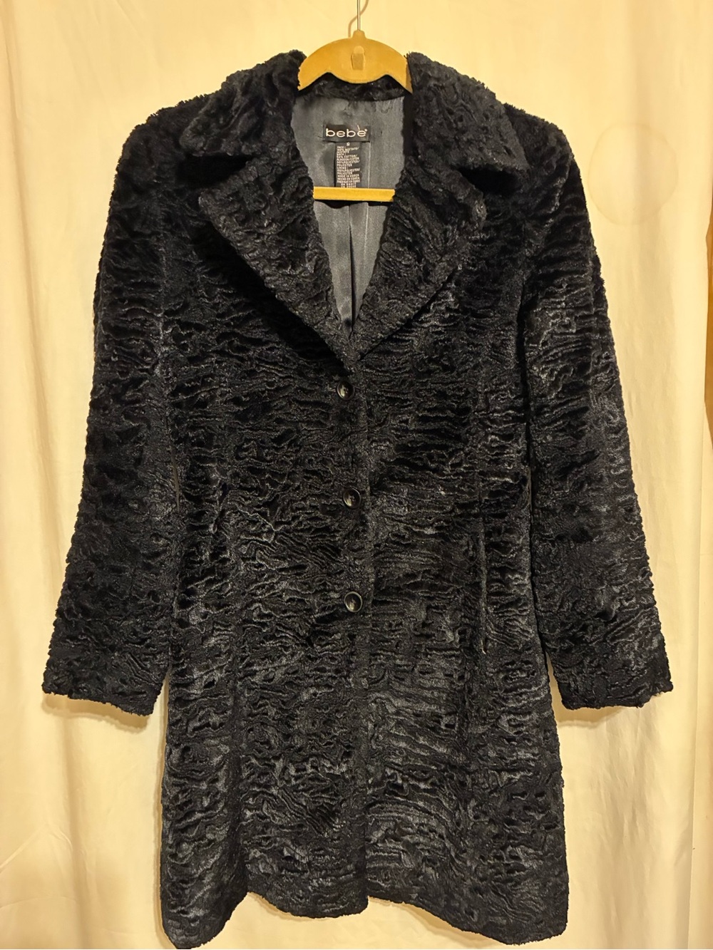 VINTAGE Y2K bebe Black Faux Fur Maxi Coat